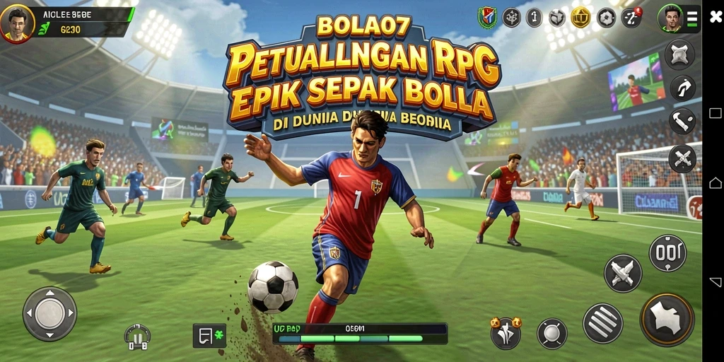 Tampilan gameplay ARPG yang mendebarkan dengan karakter sepak bola.