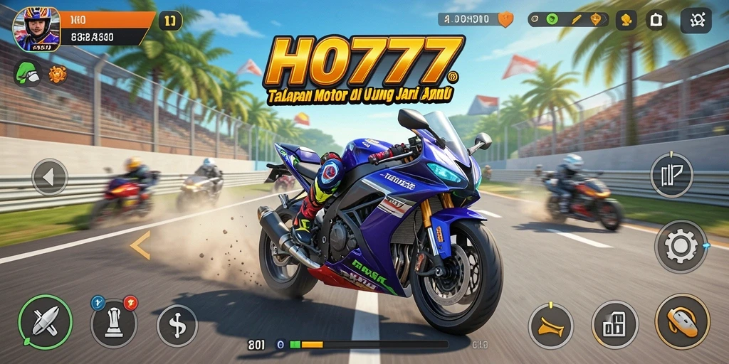 Tampilan gameplay HO777 dengan balapan motor yang mendebarkan.