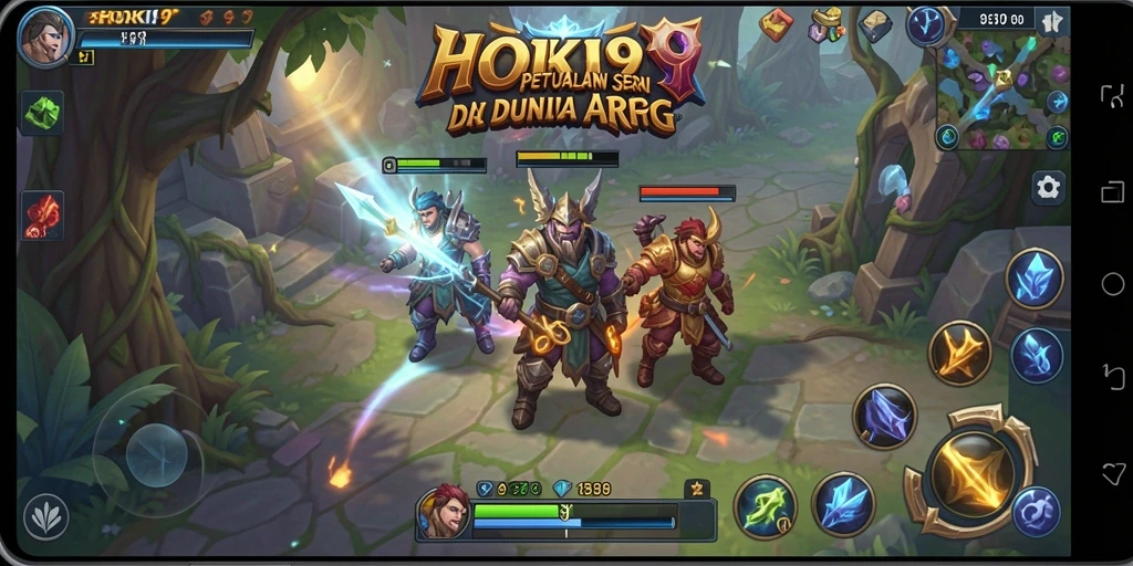 Screenshot HOKI9 menampilkan aksi pertarungan epik dalam dunia fantasi.