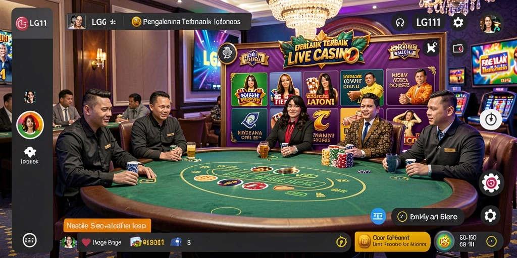 Screenshot gameplay LG111 menampilkan suasana Live Casino yang mendebarkan.