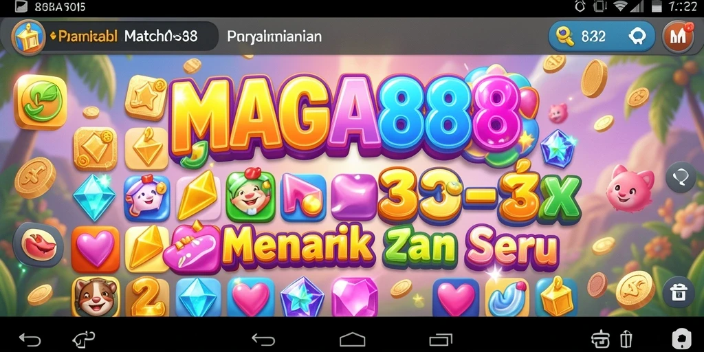 Tangkapan layar gameplay MAGA888 dengan level Match-3 penuh warna