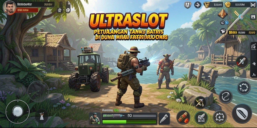 Tangkapan layar ULTRASLOT menampilkan petualangan seru di dunia terbuka.