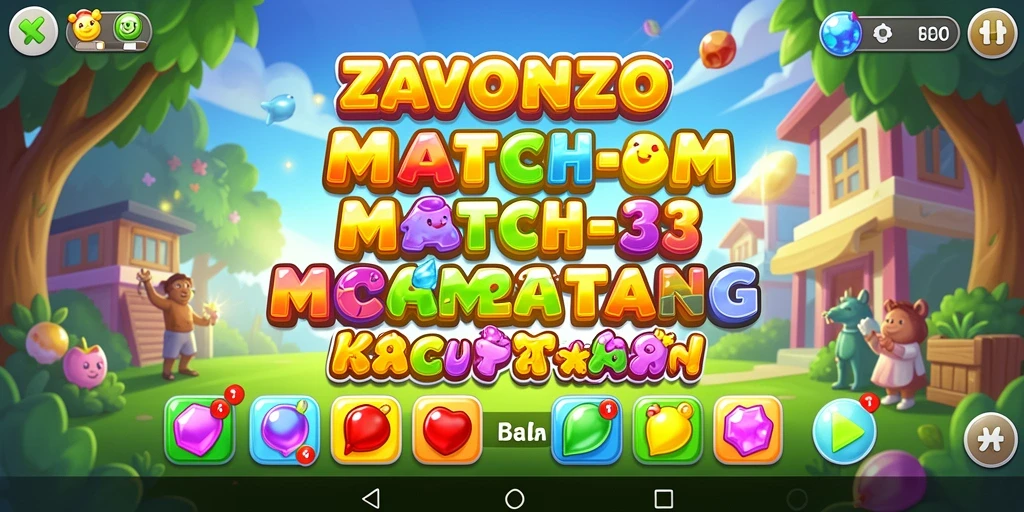 Tampilan gameplay seru dari ZAVONZO dalam permainan Match-3.